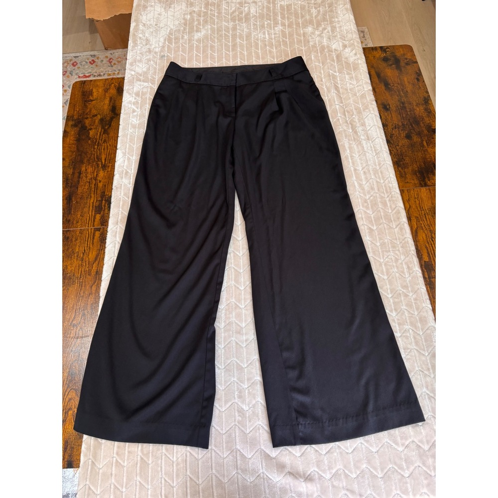 Worthington Modern Fit Black Wide Leg Dress Pants Pleated Trousers Size 12